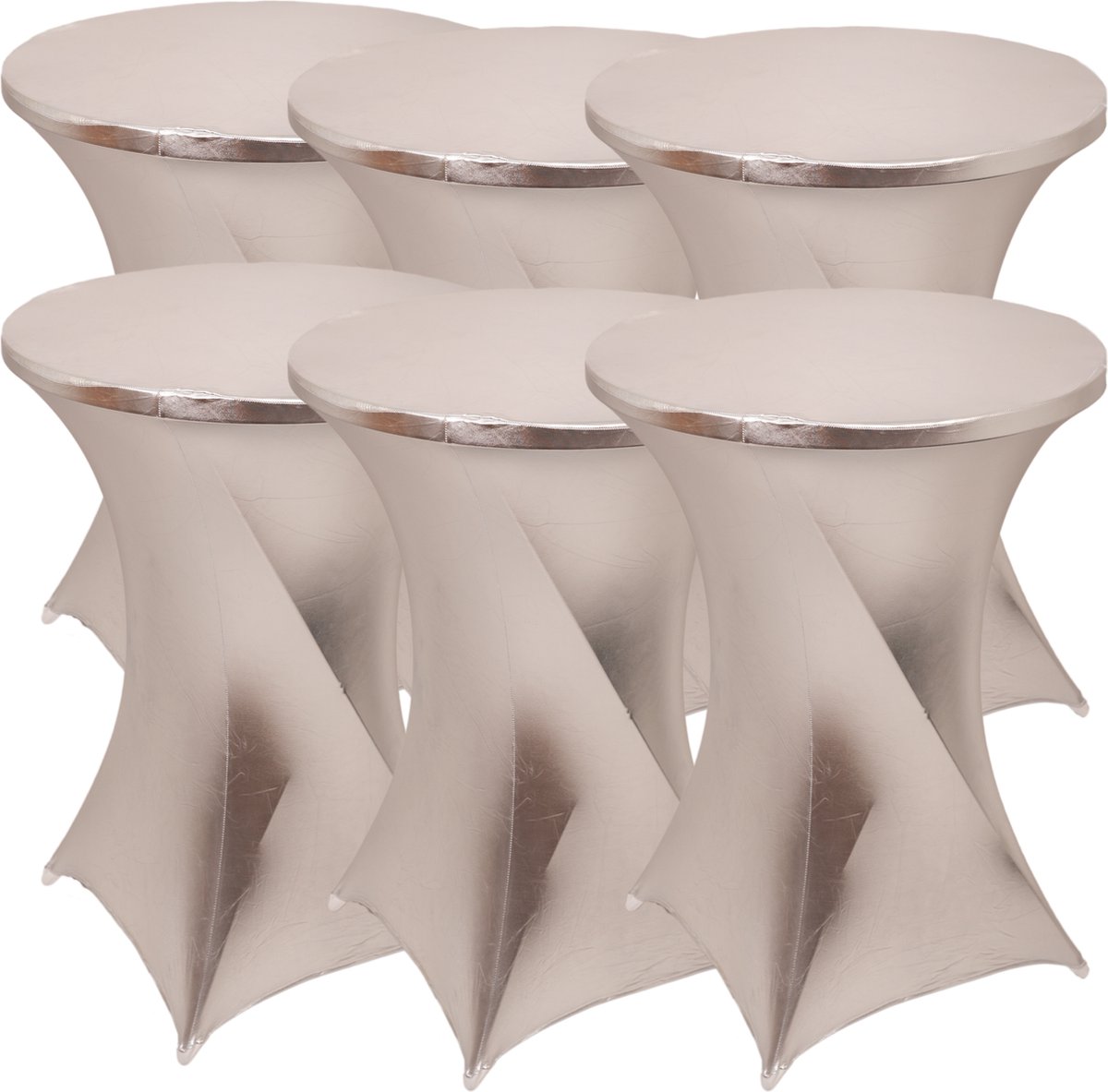 Statafelrok Zilver x 6 – ∅80-85 x 110 cm – Statafelhoes Stretch 6 Stuks – Tafelhoezen voor Statafel Sta Tafel Hoes | Staantafelhoes - Geschikt voor Horeca Evenementen | Cocktailparty | Trouwerij